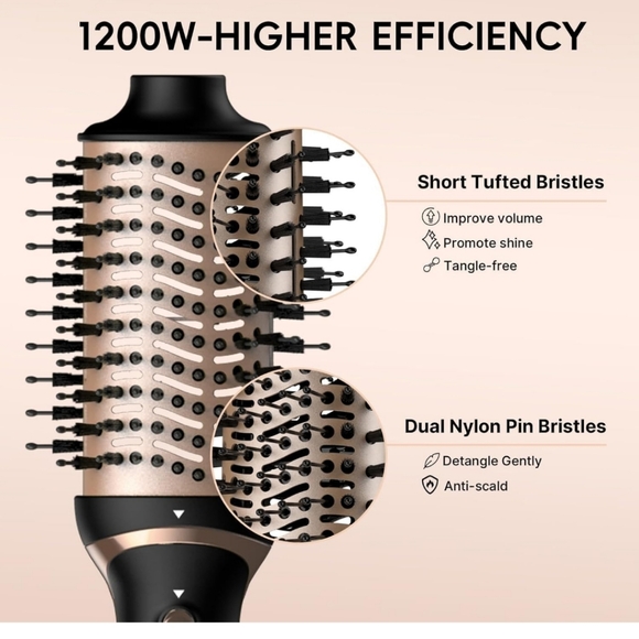 Nicebay Black and Rose Gold All-in-One Hot Air Blow Dryer Brush - Picture 2 of 7